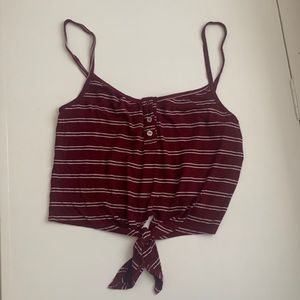 Burgundy striped crop top